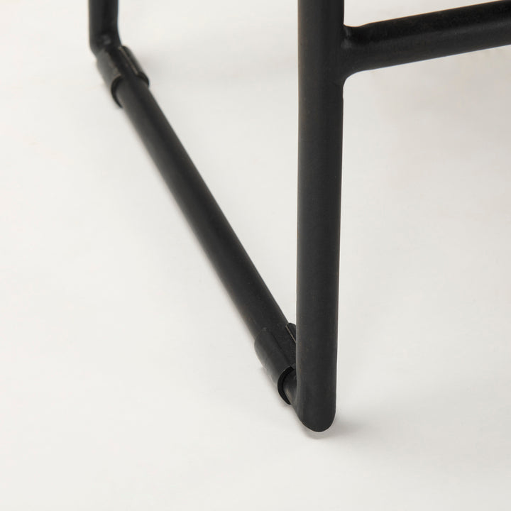 Givens 24.25"H Seat Height Black Wood Seat Black Frame Stool Dining Room Mercana