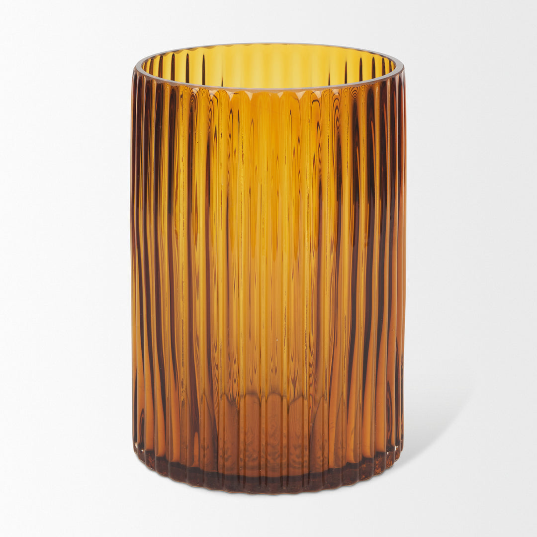 Dawn Short Amber Glass Vase Decor Mercana