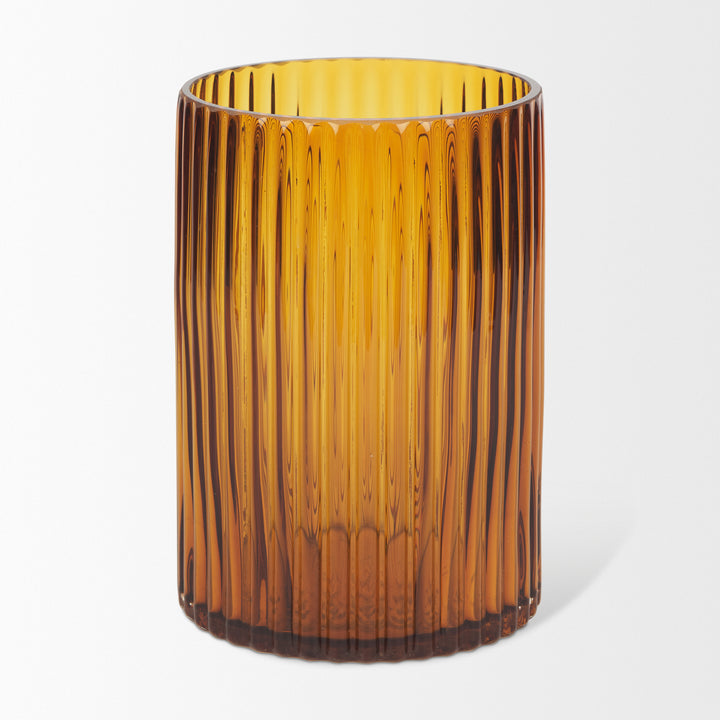 Dawn Short Amber Glass Vase Decor Mercana