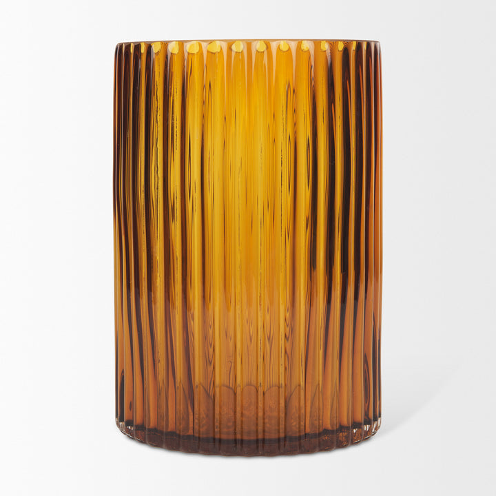 Dawn Short Amber Glass Vase Decor Mercana