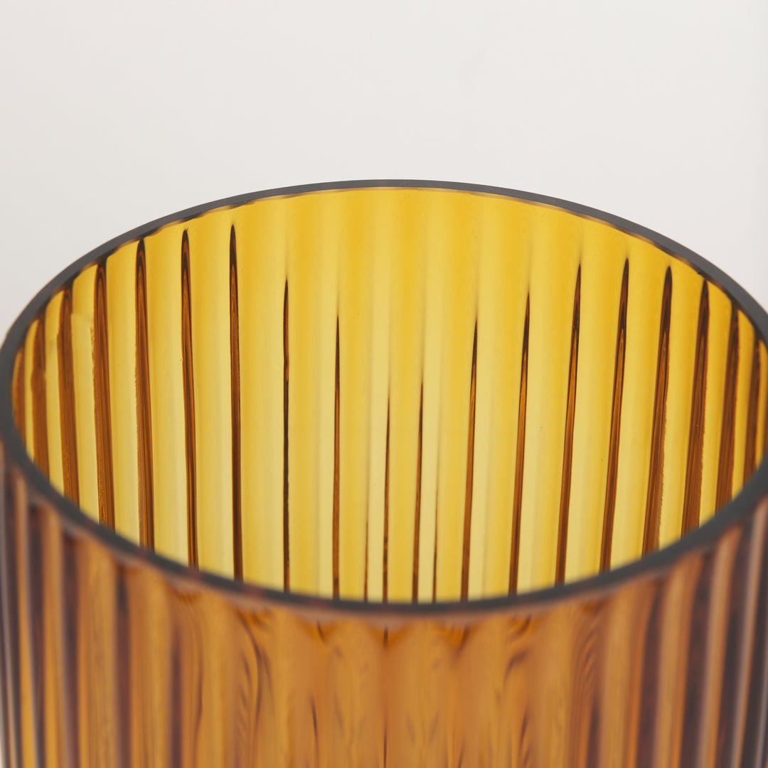 Dawn Short Amber Glass Vase Decor Mercana