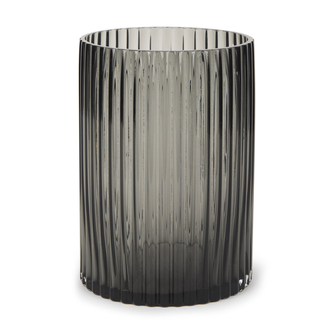 Dawn Short Smokey Black Glass Vase Decor Mercana