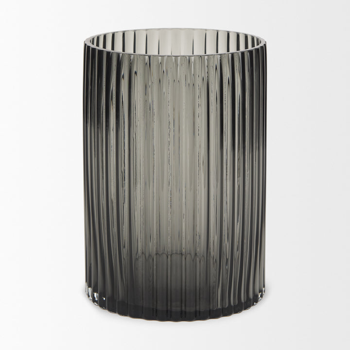 Dawn Short Smokey Black Glass Vase Decor Mercana