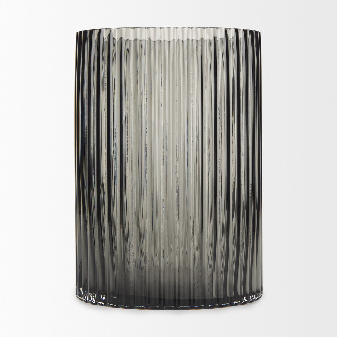 Dawn Short Smokey Black Glass Vase Decor Mercana