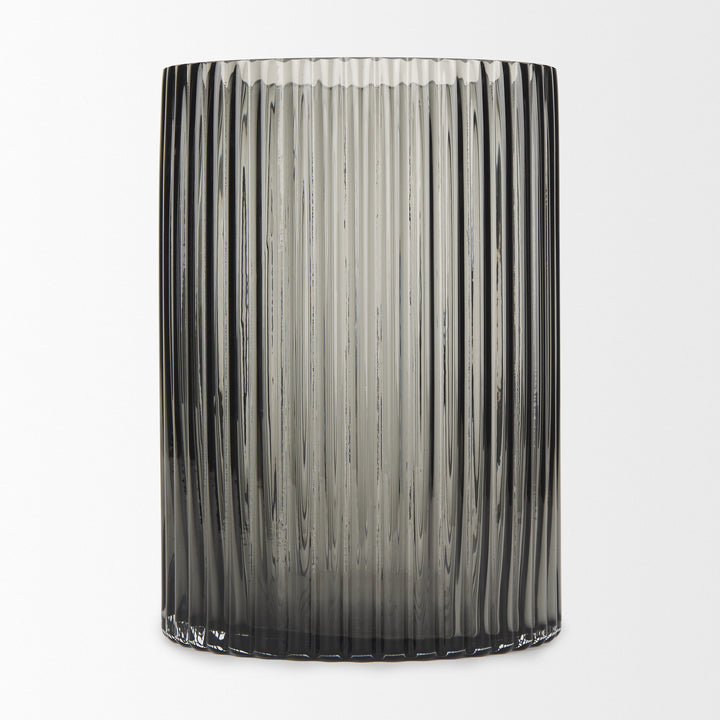 Dawn Short Smokey Black Glass Vase Decor Mercana