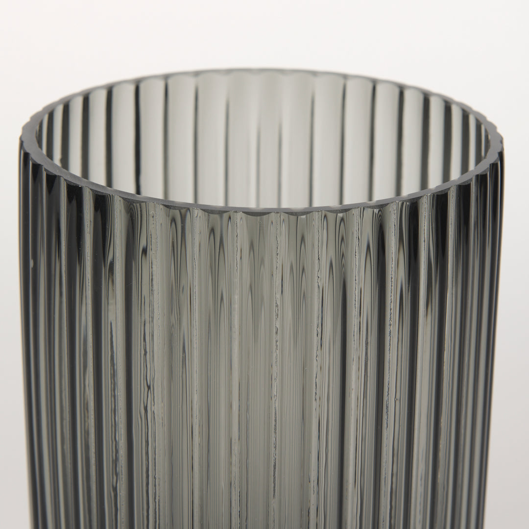 Dawn Short Smokey Black Glass Vase Decor Mercana
