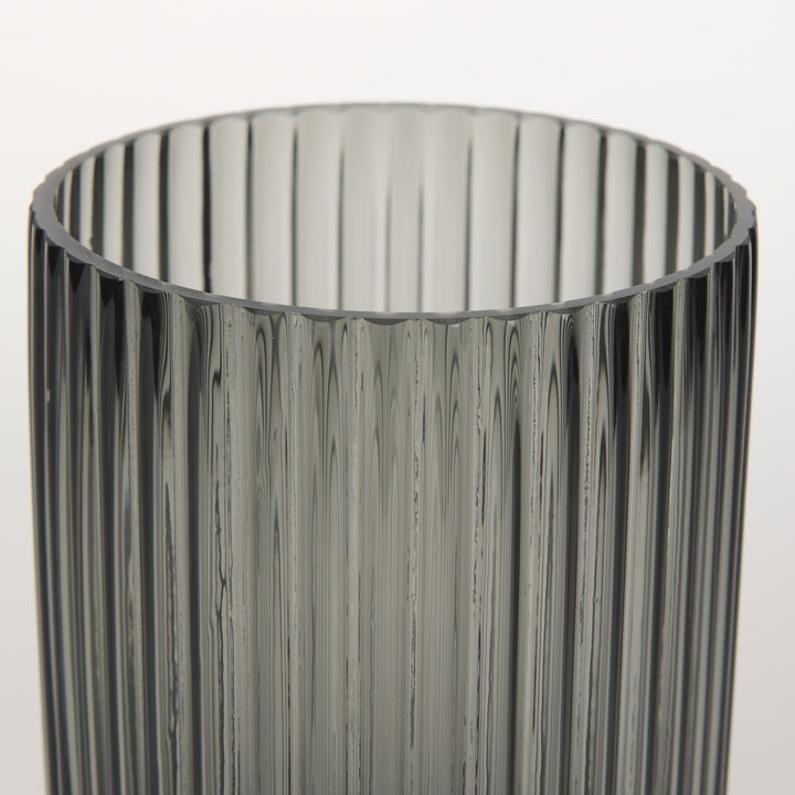 Dawn Short Smokey Black Glass Vase Decor Mercana