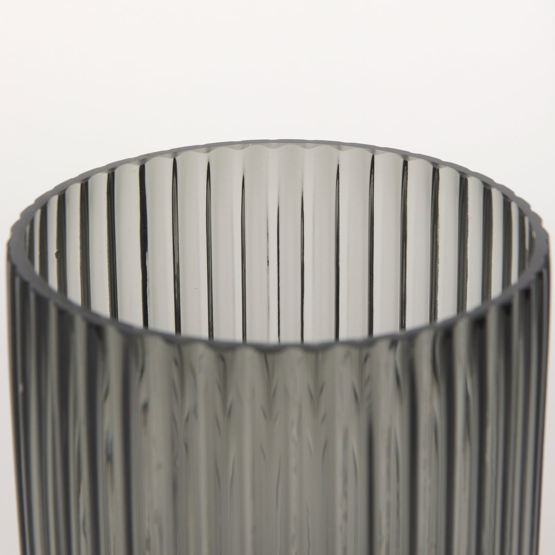 Dawn Short Smokey Black Glass Vase Decor Mercana