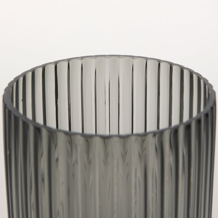 Dawn Short Smokey Black Glass Vase Decor Mercana