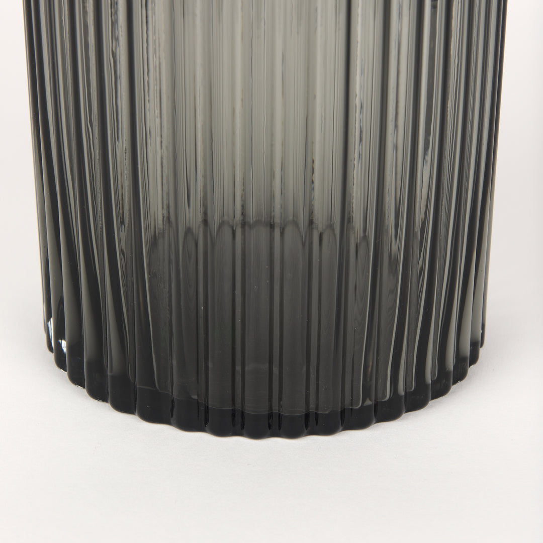 Dawn Short Smokey Black Glass Vase Decor Mercana