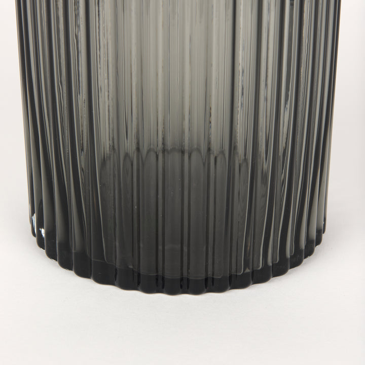 Dawn Short Smokey Black Glass Vase Decor Mercana