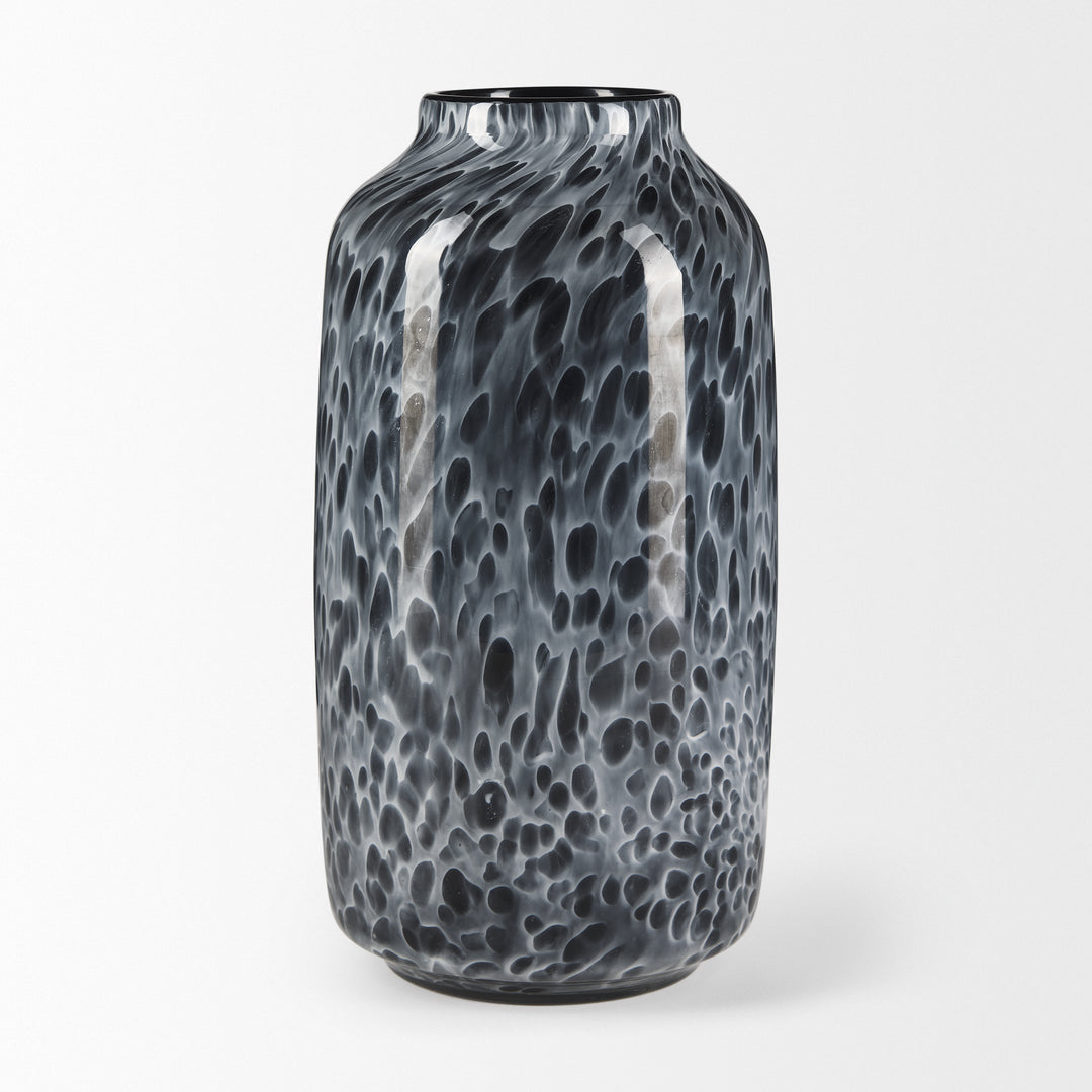 Masai Medium Black Mottled Glass Vase Decor Mercana