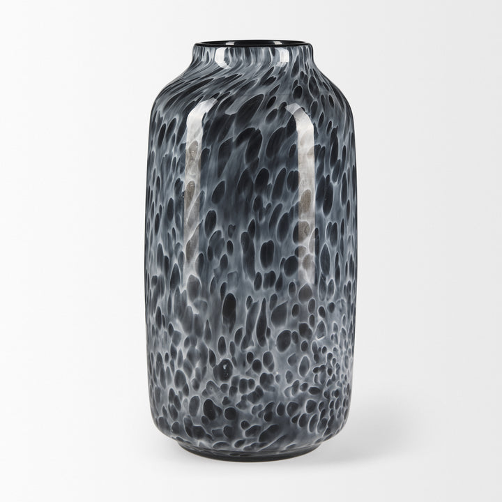 Masai Medium Black Mottled Glass Vase Decor Mercana
