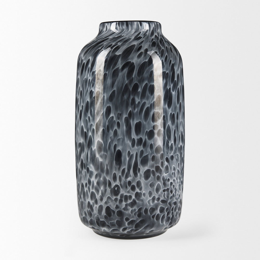 Masai Medium Black Mottled Glass Vase Decor Mercana