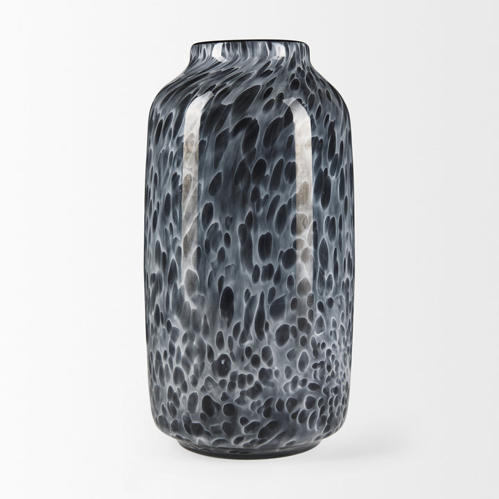 Masai Medium Black Mottled Glass Vase Decor Mercana