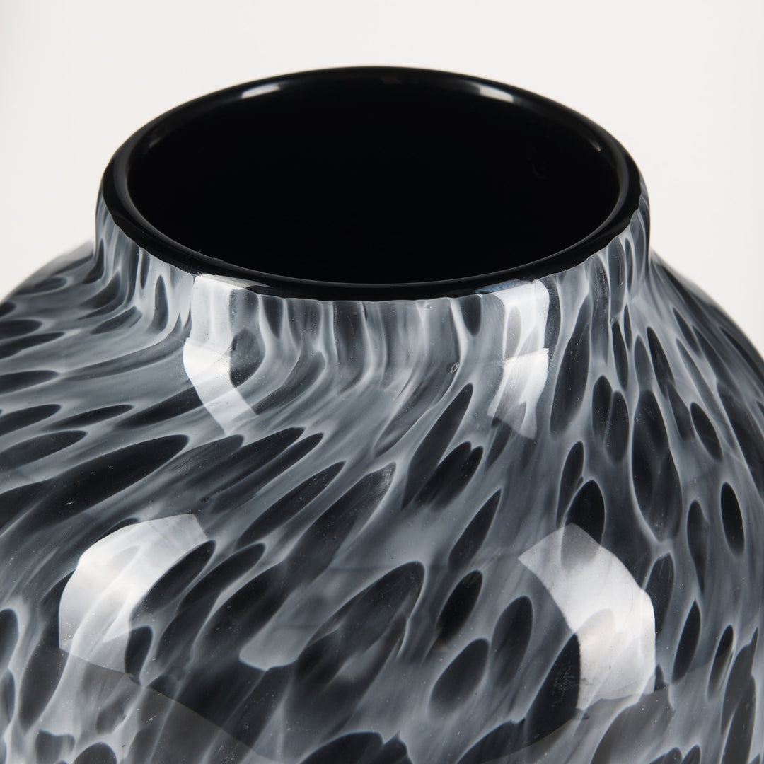 Masai Medium Black Mottled Glass Vase Decor Mercana