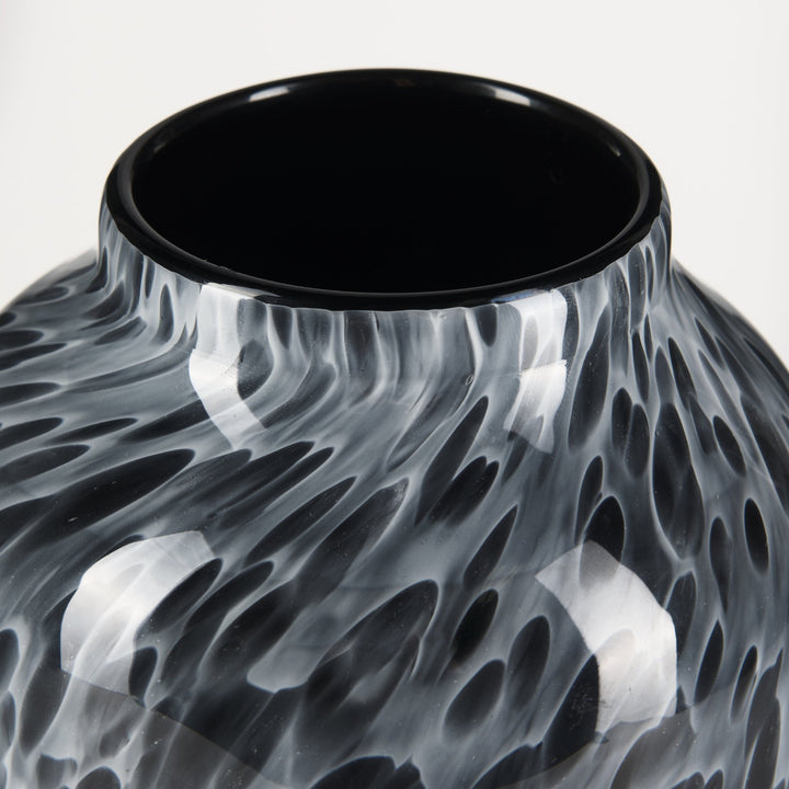 Masai Medium Black Mottled Glass Vase Decor Mercana