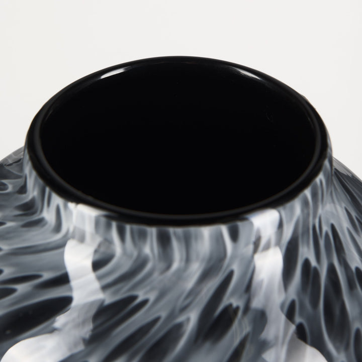 Masai Medium Black Mottled Glass Vase Decor Mercana