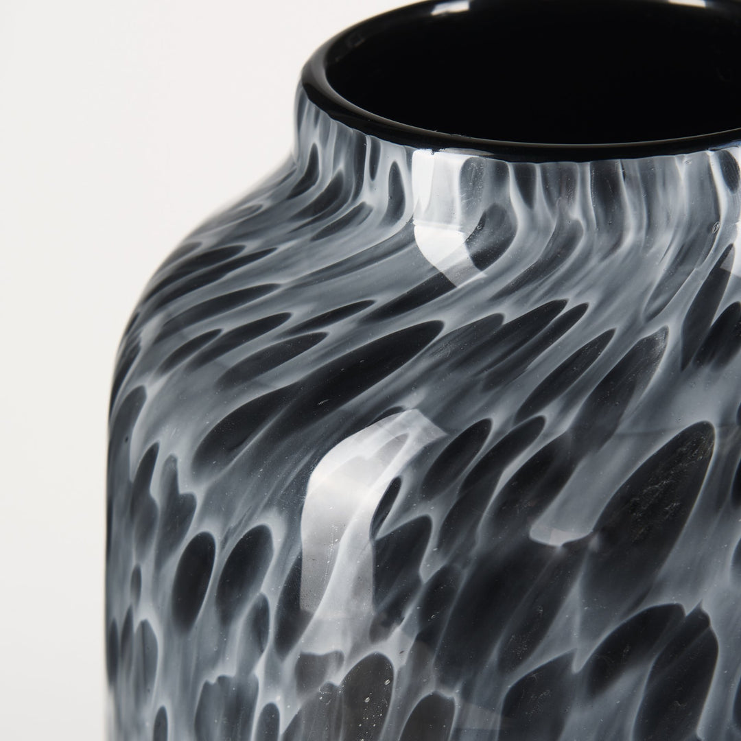 Masai Medium Black Mottled Glass Vase Decor Mercana