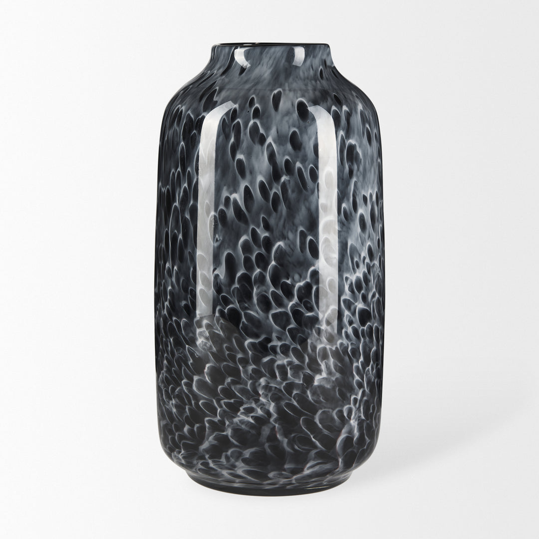 Masai Large Black Mottled Glass Vase Decor Mercana