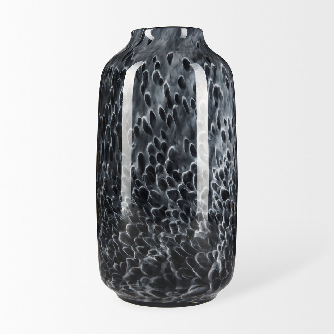 Masai Large Black Mottled Glass Vase Decor Mercana