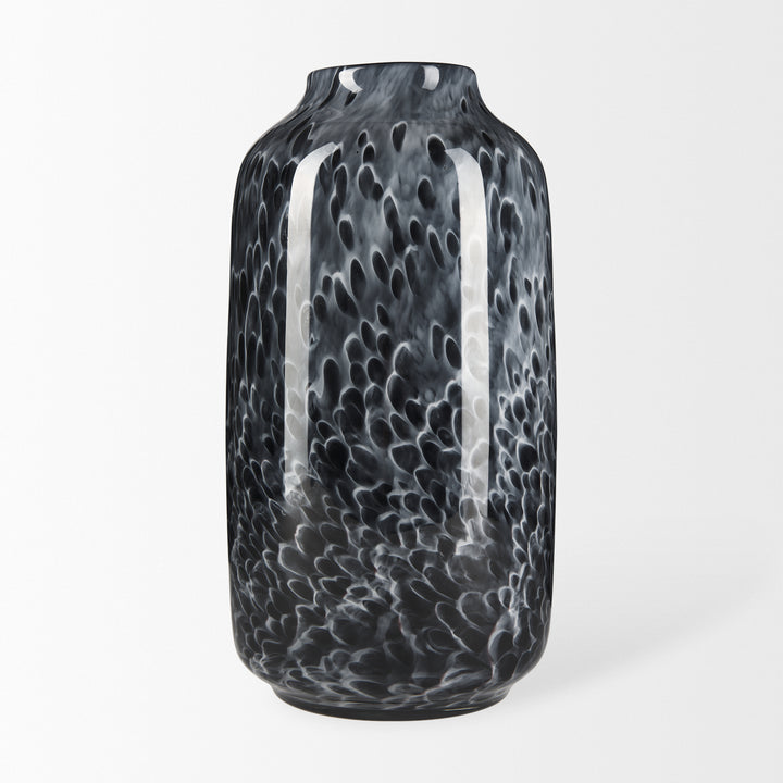 Masai Large Black Mottled Glass Vase Decor Mercana