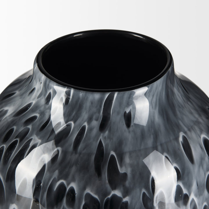 Masai Large Black Mottled Glass Vase Decor Mercana