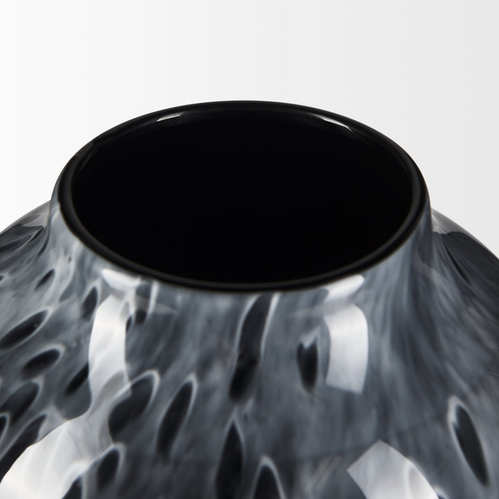 Masai Large Black Mottled Glass Vase Decor Mercana