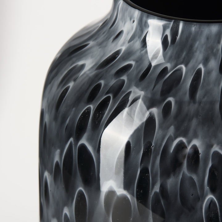 Masai Large Black Mottled Glass Vase Decor Mercana