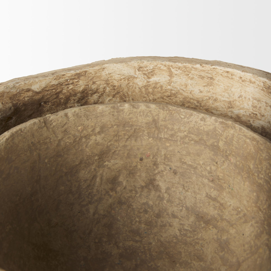 Sonam Set of 2 Beige Paper Mache Spiked Bowls Decor Mercana