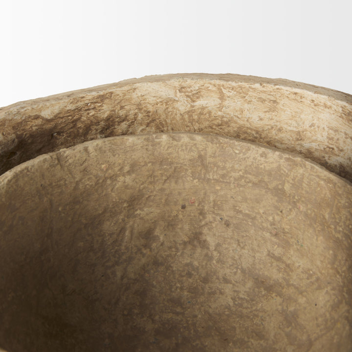Sonam Set of 2 Beige Paper Mache Spiked Bowls Decor Mercana