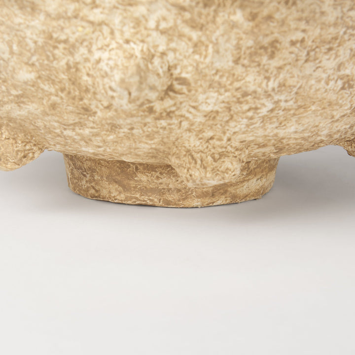 Sonam Set of 2 Beige Paper Mache Spiked Bowls Decor Mercana