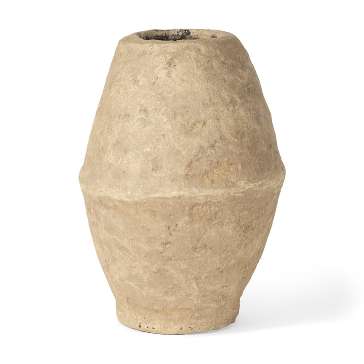 Rundal Small Beige Paper Mache Vase Decor Mercana