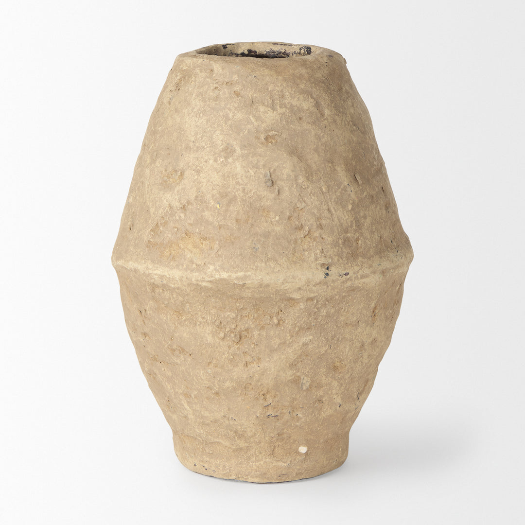 Rundal Small Beige Paper Mache Vase Decor Mercana