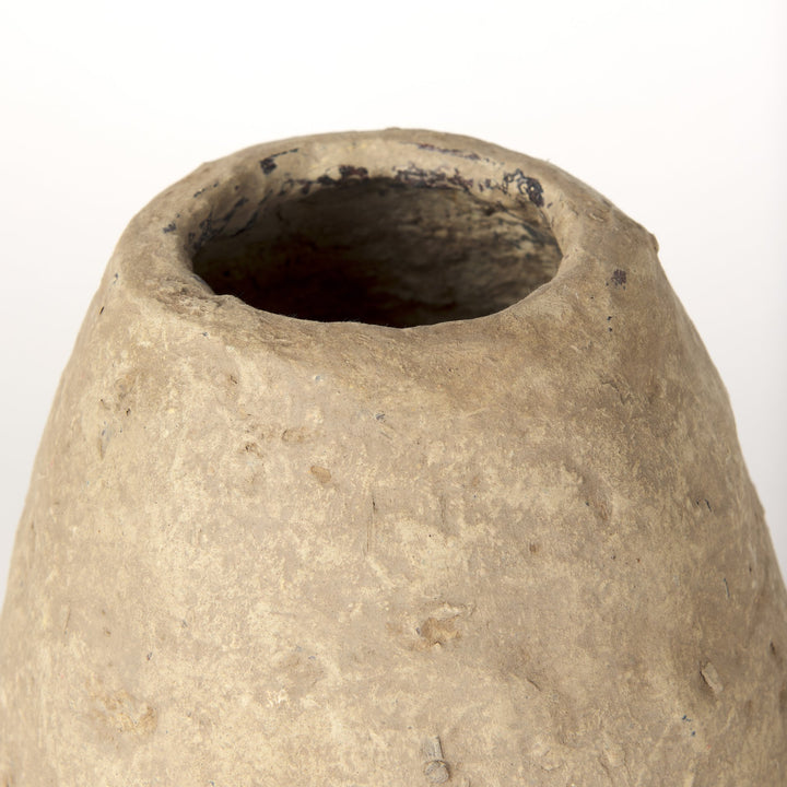 Rundal Small Beige Paper Mache Vase Decor Mercana
