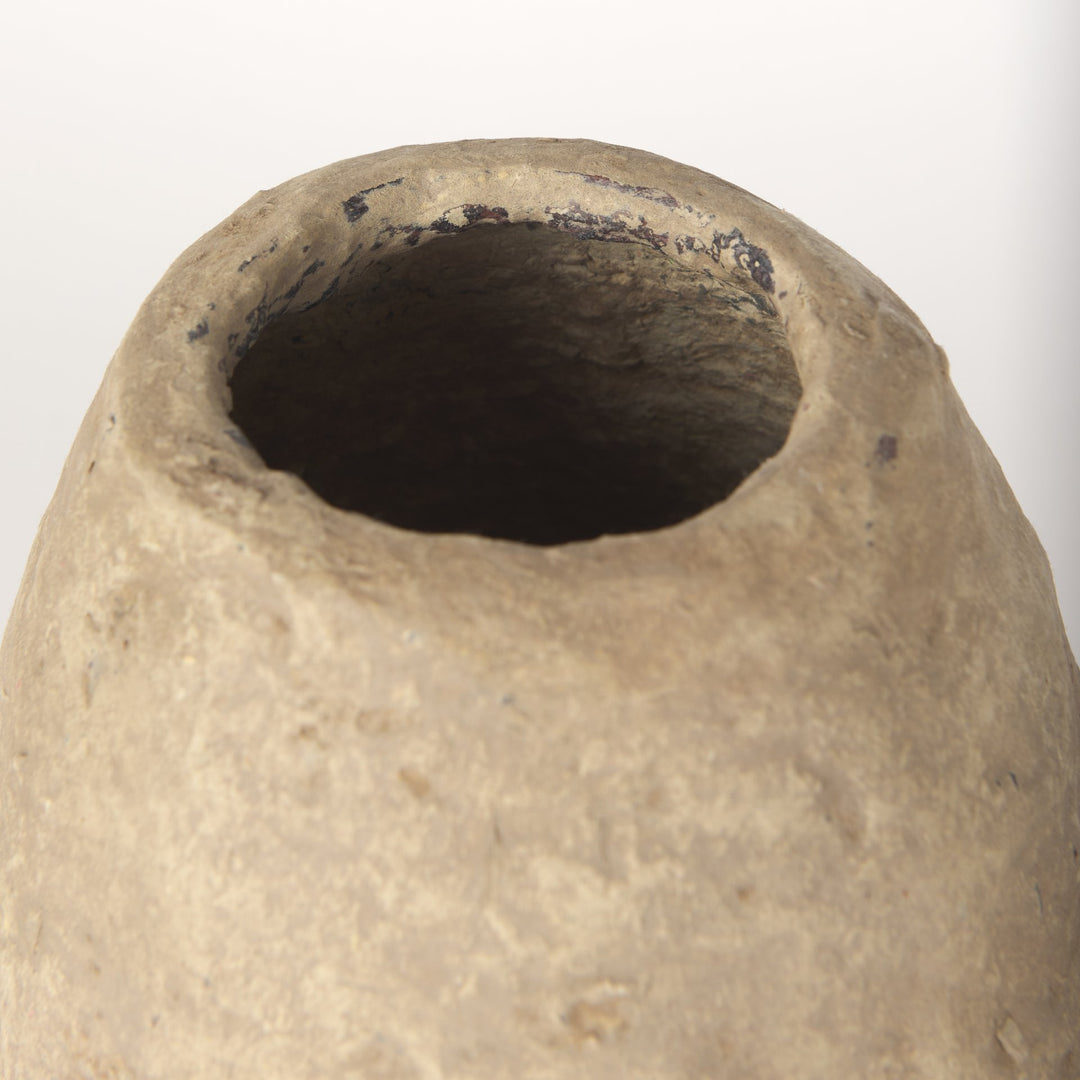 Rundal Small Beige Paper Mache Vase Decor Mercana