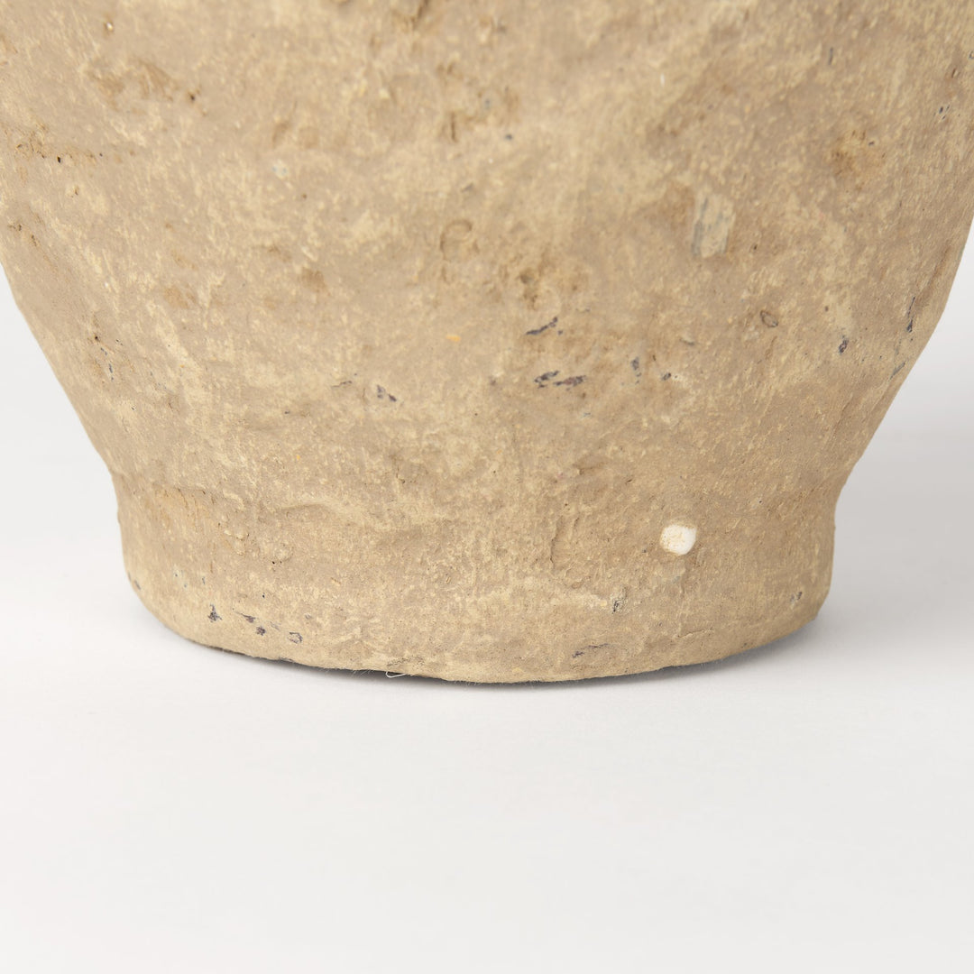 Rundal Small Beige Paper Mache Vase Decor Mercana