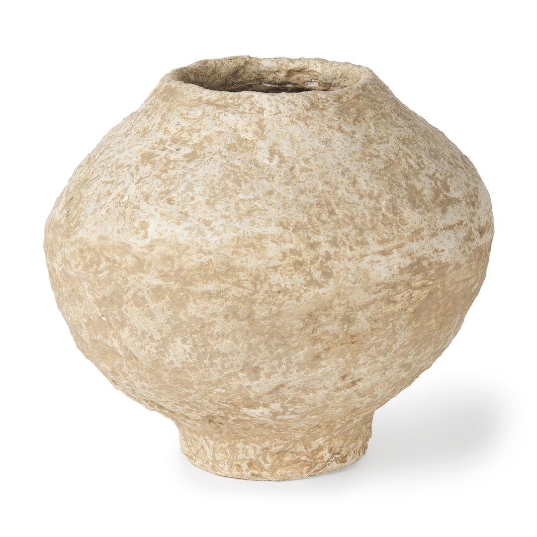 Ritu Small Beige Paper Mache Pot Vase Decor Mercana