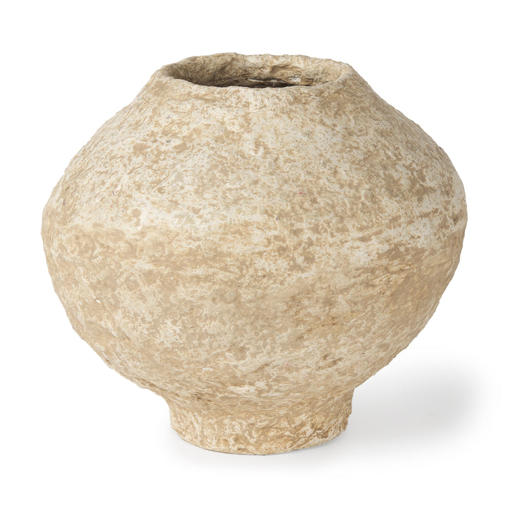 Ritu Small Beige Paper Mache Pot Vase Decor Mercana