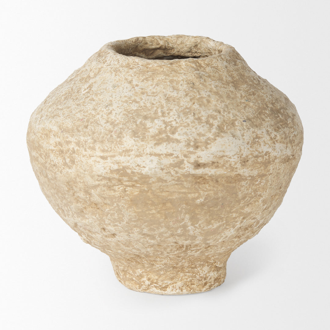 Ritu Small Beige Paper Mache Pot Vase Decor Mercana