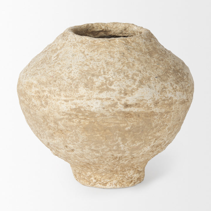 Ritu Small Beige Paper Mache Pot Vase Decor Mercana