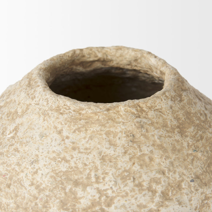 Ritu Small Beige Paper Mache Pot Vase Decor Mercana
