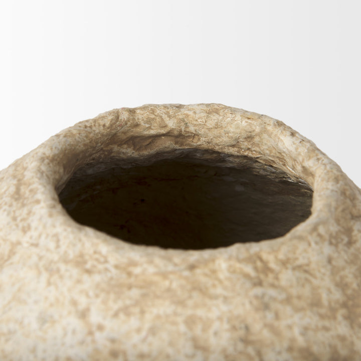 Ritu Small Beige Paper Mache Pot Vase Decor Mercana