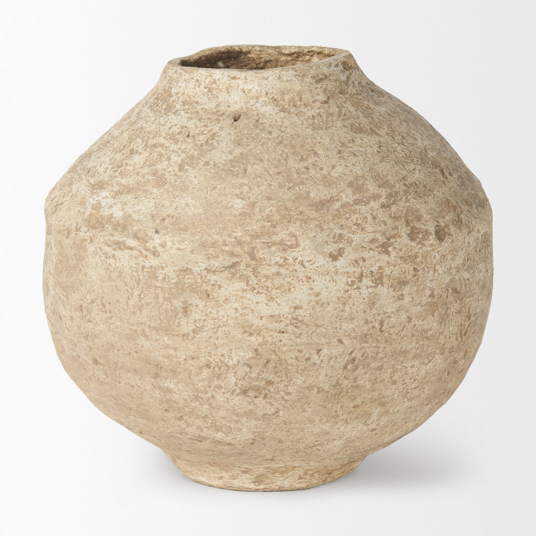 Ritu Large Beige Paper Mache Pot Vase Decor Mercana