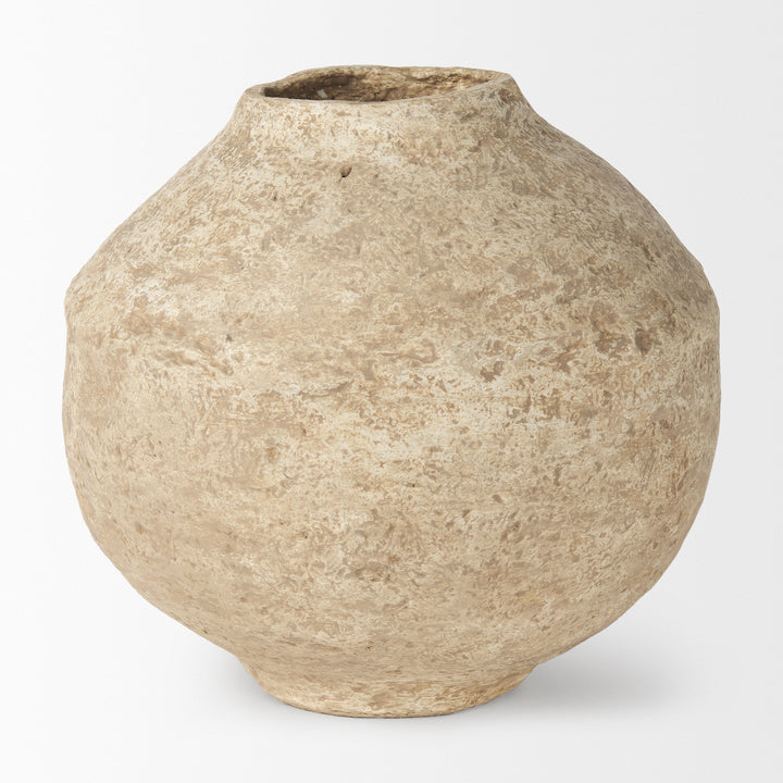 Ritu Large Beige Paper Mache Pot Vase Decor Mercana