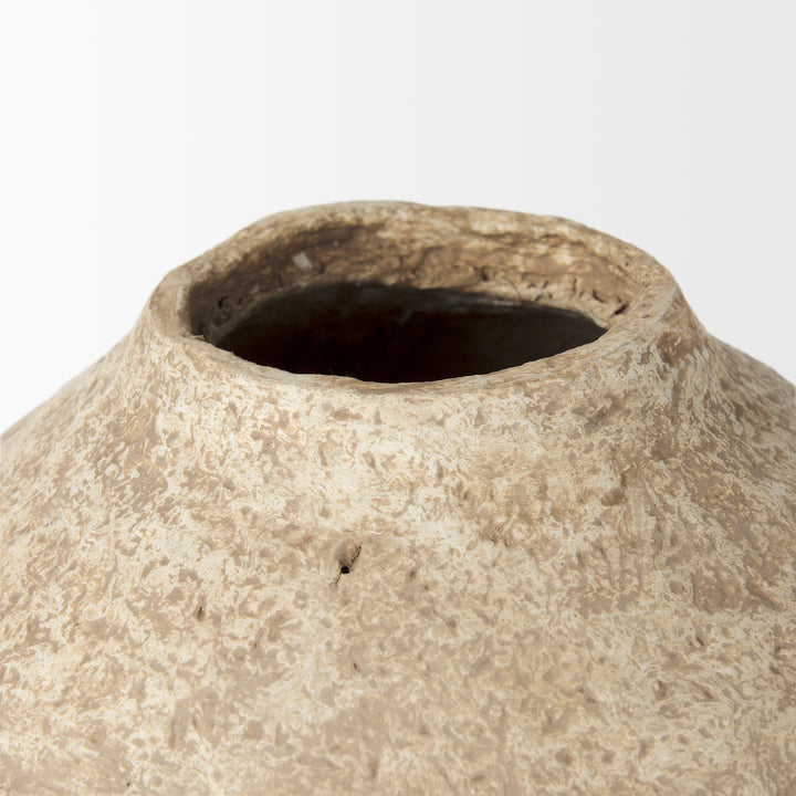 Ritu Large Beige Paper Mache Pot Vase Decor Mercana
