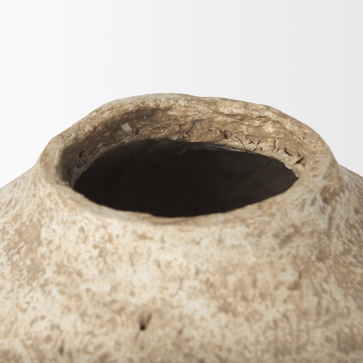 Ritu Large Beige Paper Mache Pot Vase Decor Mercana