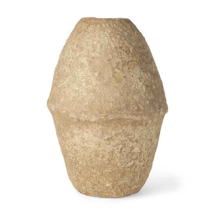 Rundal Large Beige Paper Mache Vase Decor Mercana