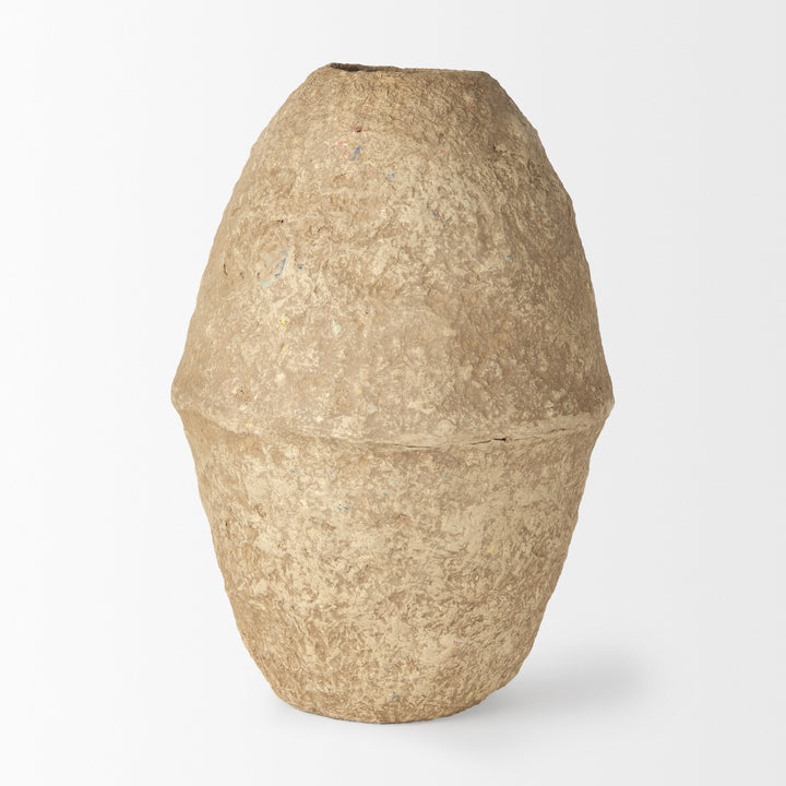 Rundal Large Beige Paper Mache Vase Decor Mercana