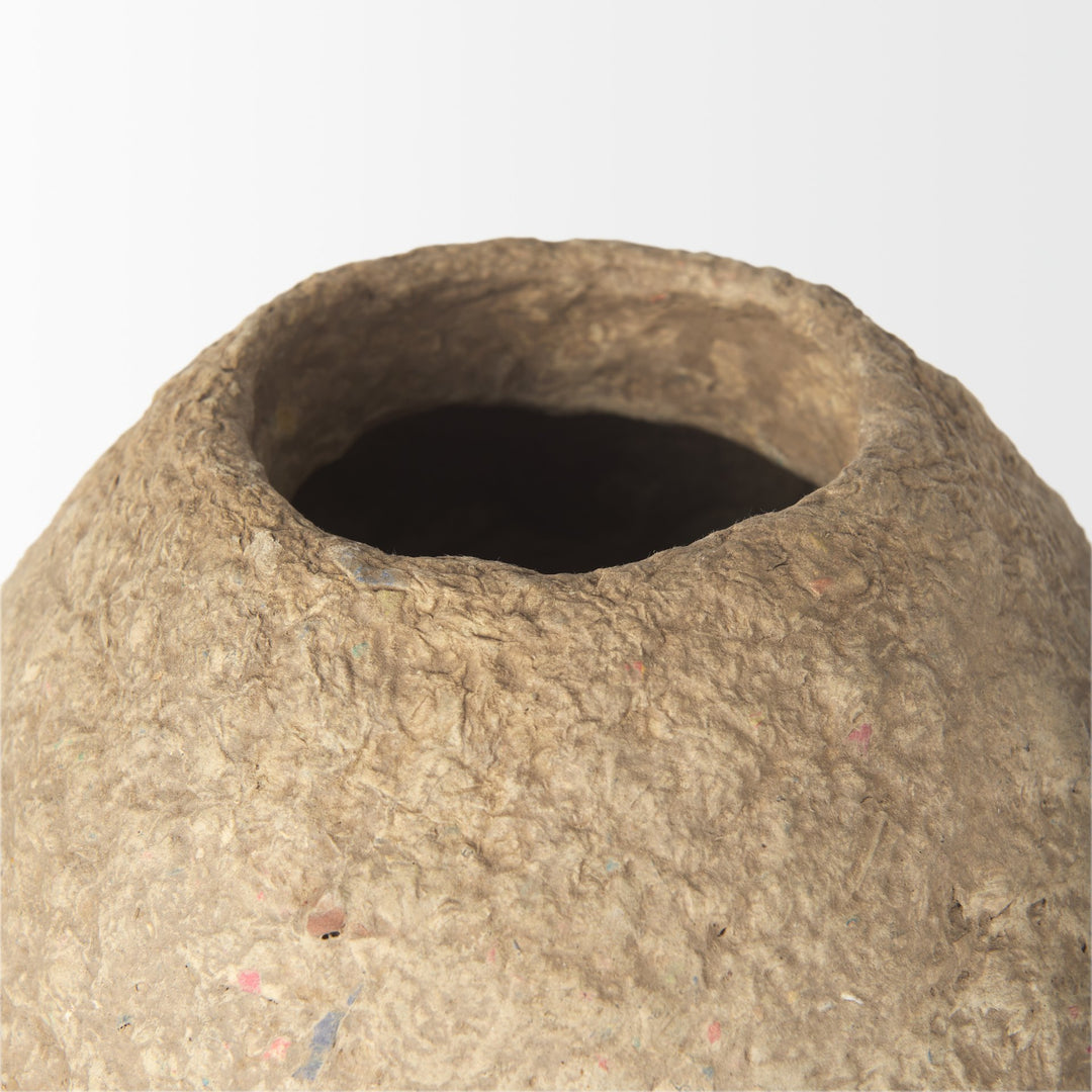 Rundal Large Beige Paper Mache Vase Decor Mercana